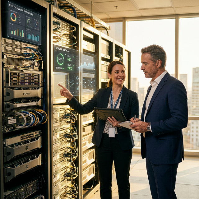 Loupe examinant une infrastructure réseau lors d'un audit technique.