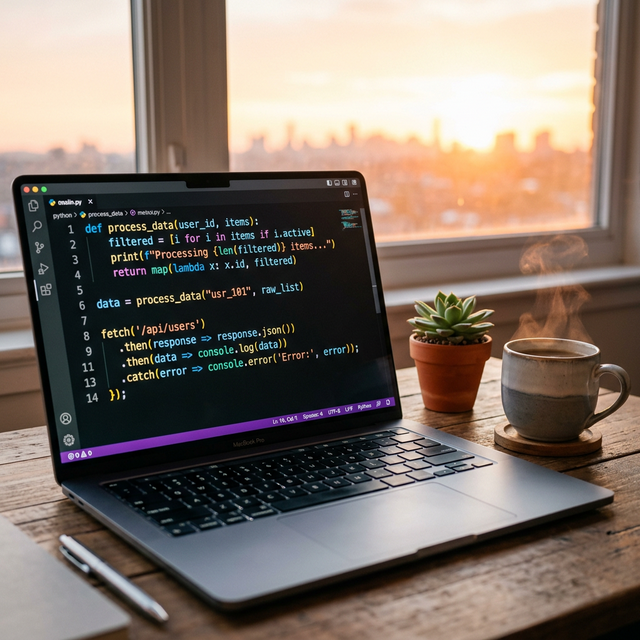 Cleanly structured computer source code on a modern editor.